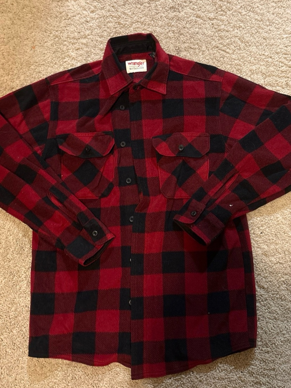Wrangler Red and Black Buffalo Plaid Button-Down Shirt